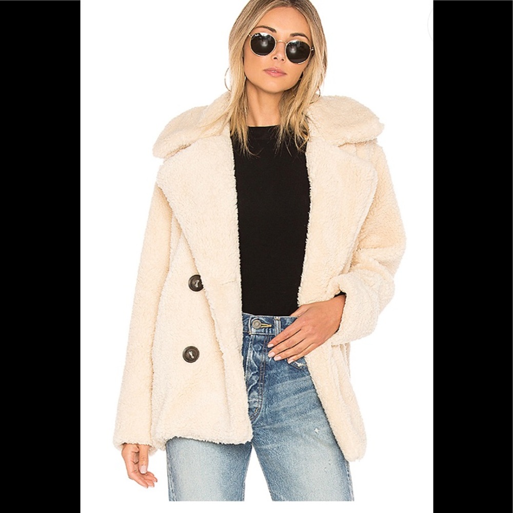 Free People notched teddy peacoat in ivory